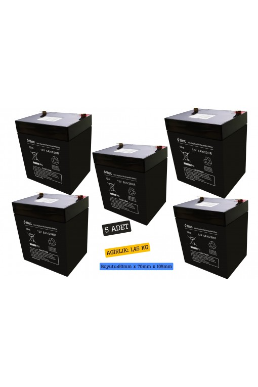 Ttec 12V 5AH Bakımsız Kuru Akü 5 Adet Ttec 12V 5AH Bakımsız Kuru Akü 5 Adet